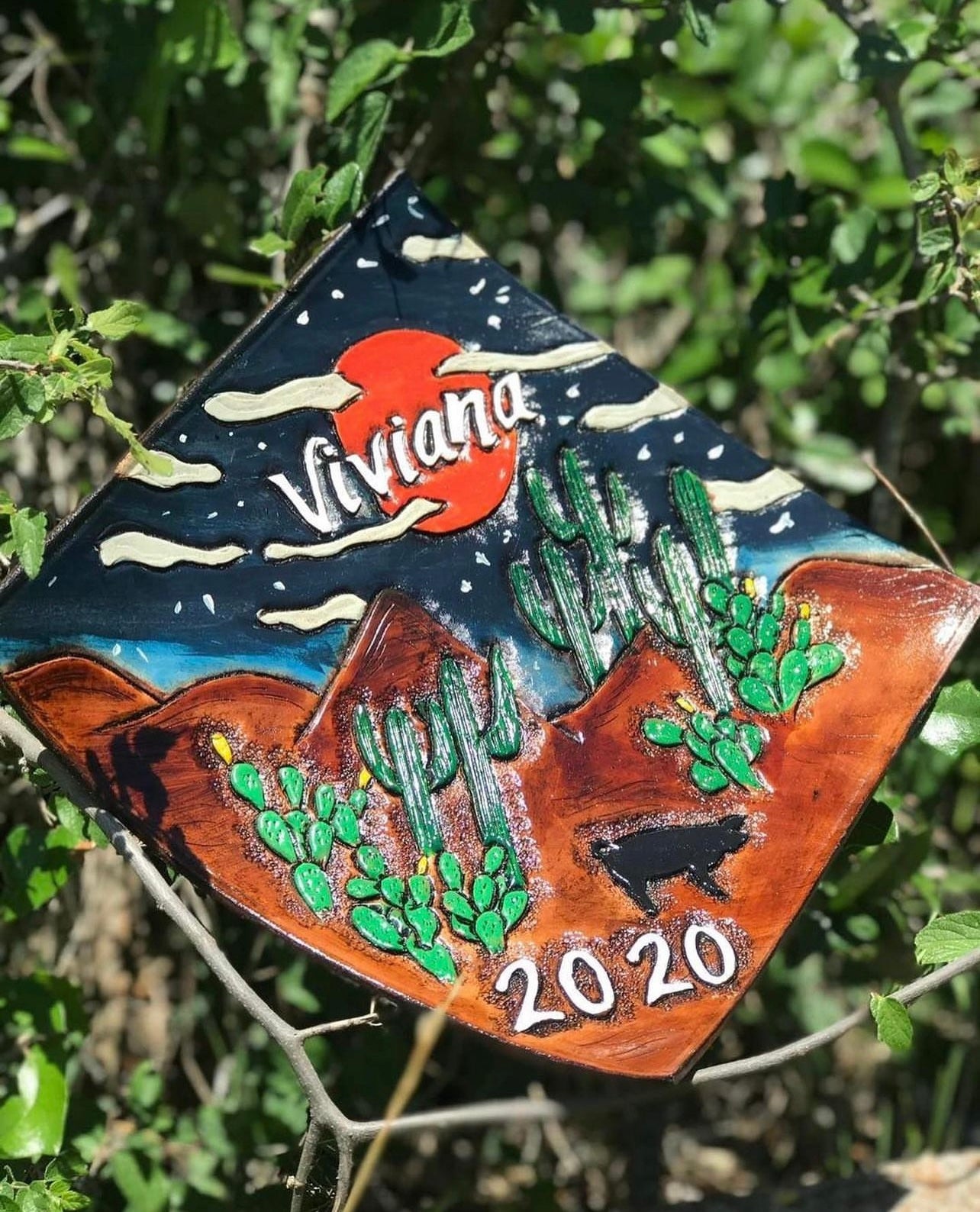 Tooled Leather Custom Graduation Cap Toppers
