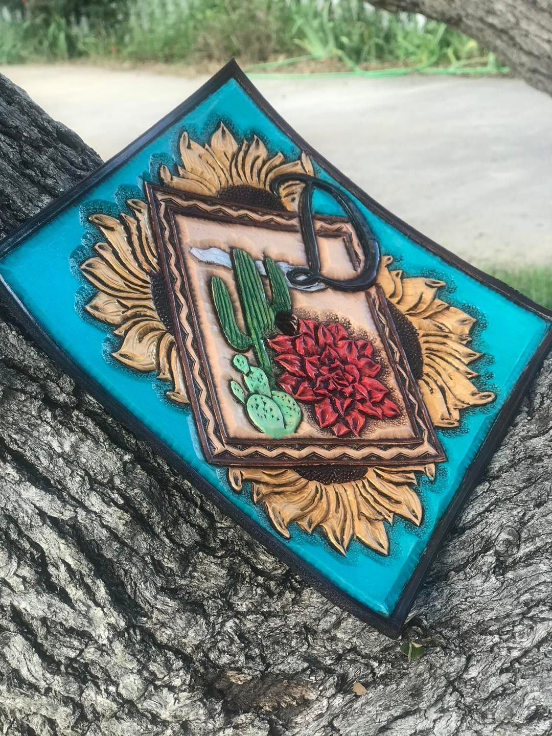 Tooled Leather Custom Graduation Cap Toppers