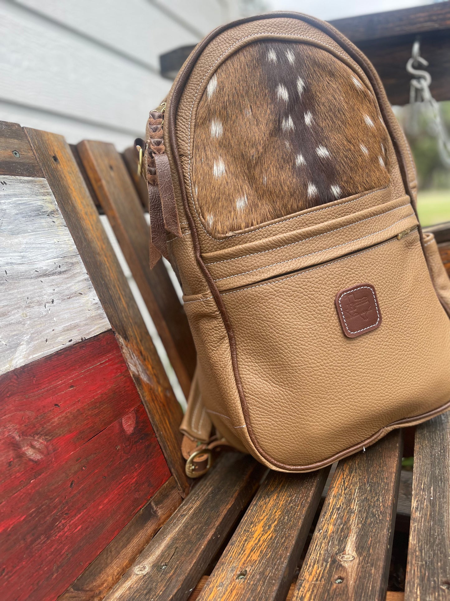 Leather Backpack with Axis