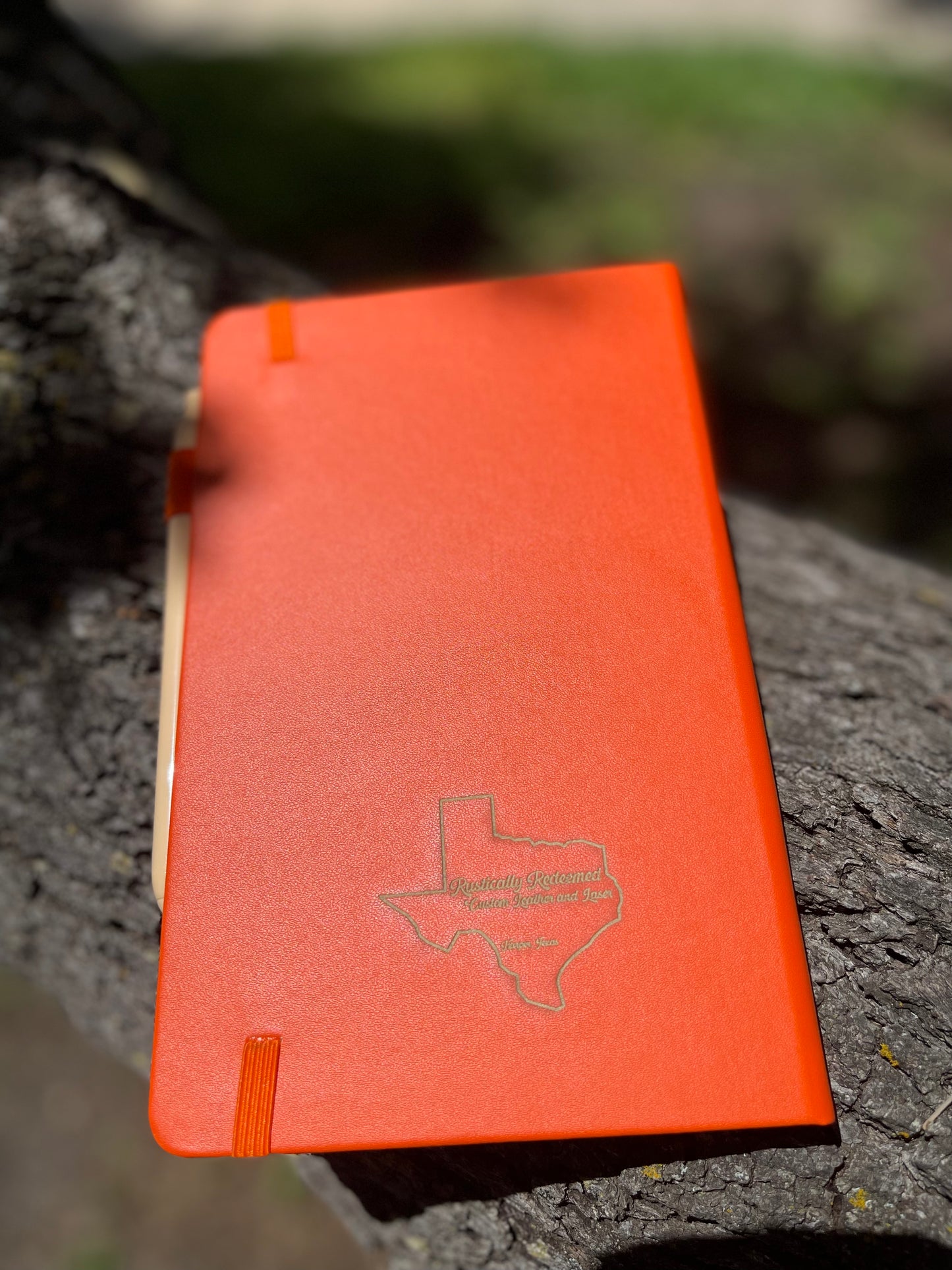 Dachshund engraved orange leatherette journal notebook with pen