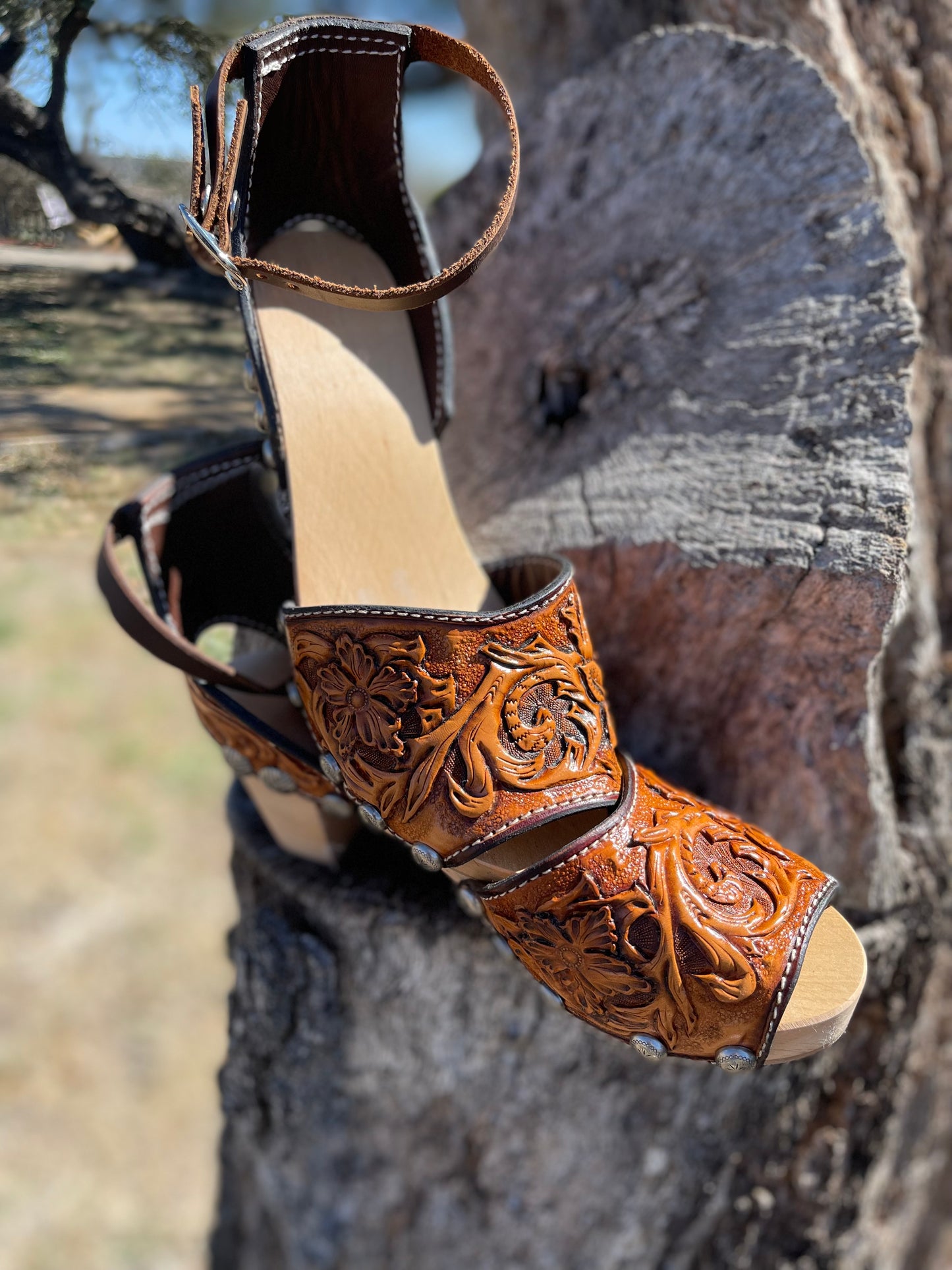 Handtooled Leather Heels