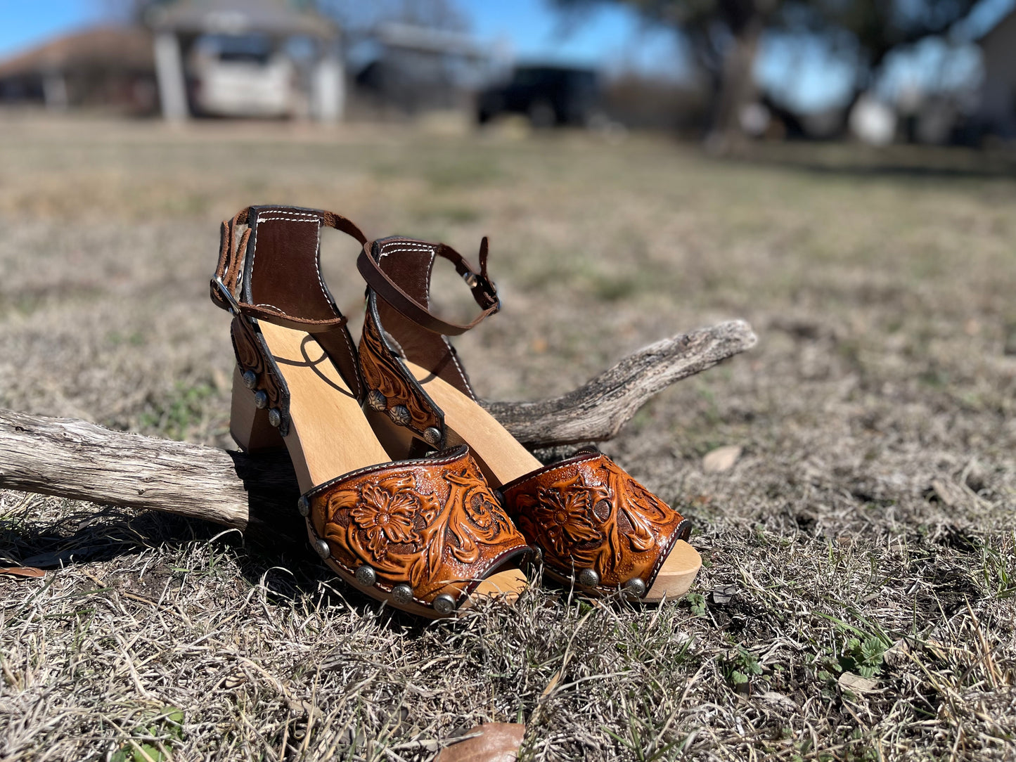Handtooled Leather Heels