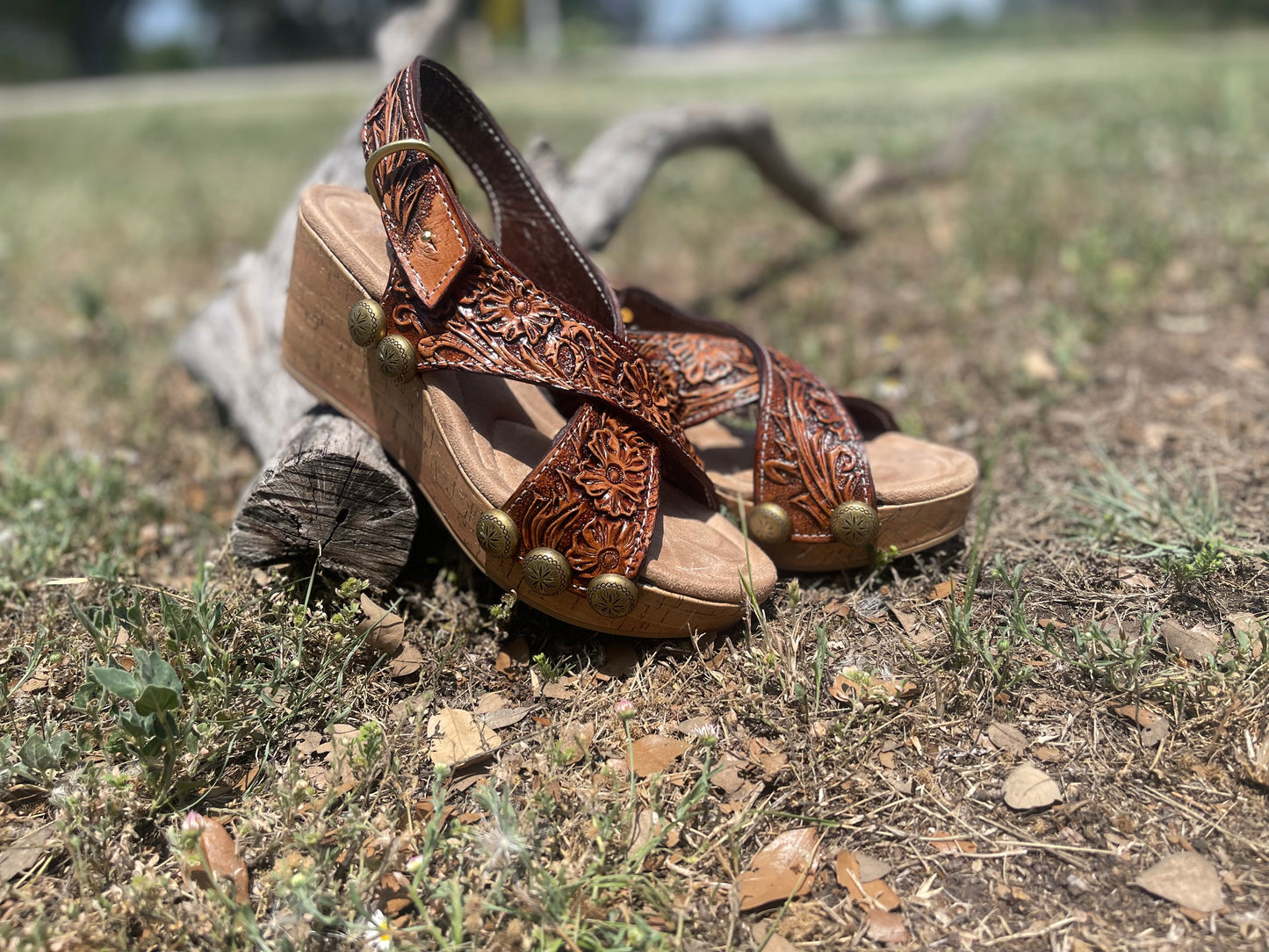 Wedges-Handtooled leather-Custom made to order