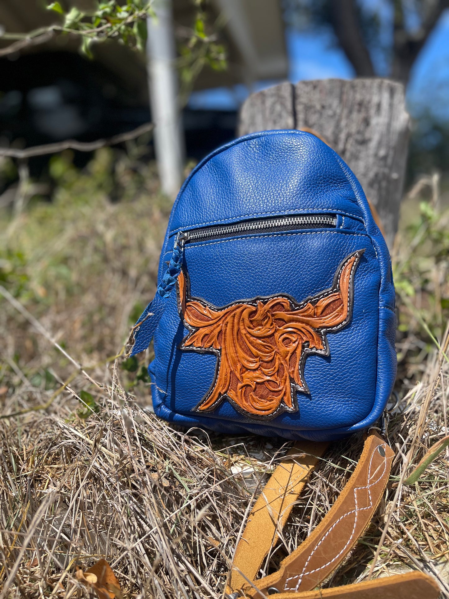 Leather Highland Cow Sling Bag Purse