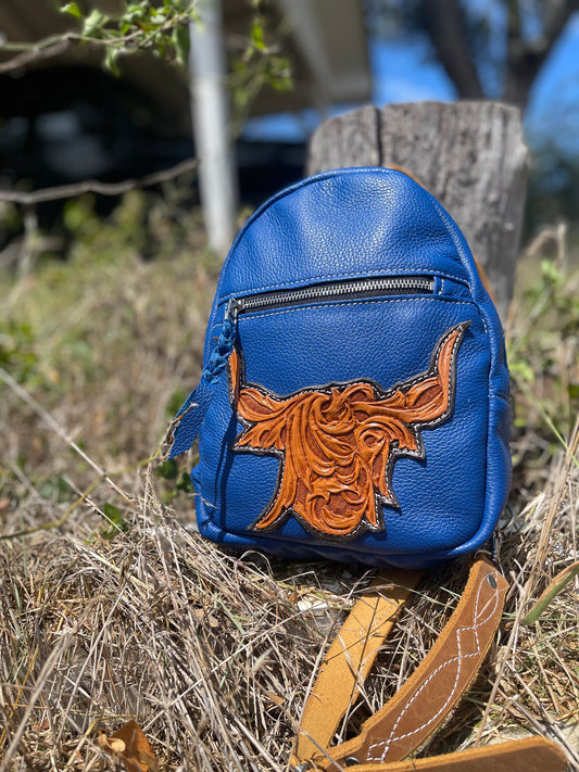 Leather Highland Cow Sling Bag Purse