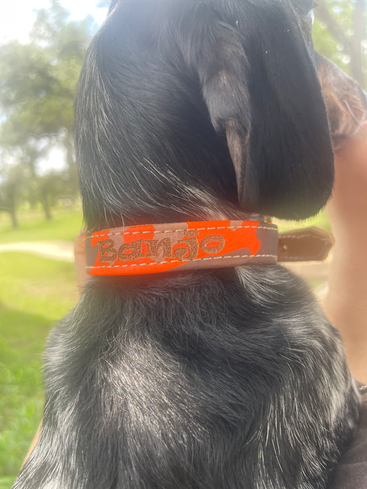 Custom handmade dog collar with personalization, name, variety of colors
