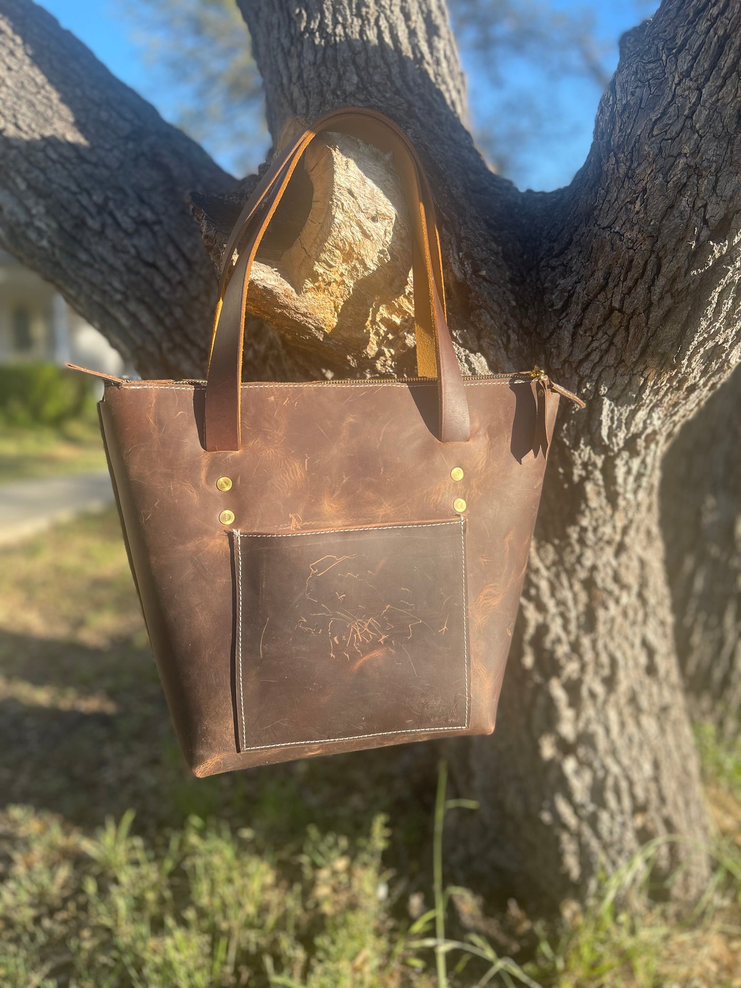 Brown Zipper Tote