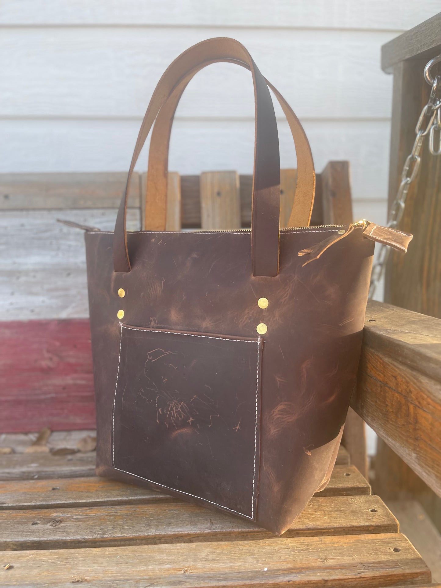 Brown Zipper Tote